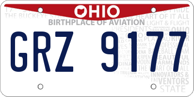 OH license plate GRZ9177