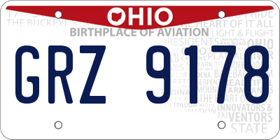 OH license plate GRZ9178