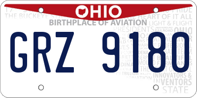 OH license plate GRZ9180