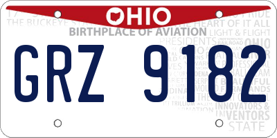 OH license plate GRZ9182