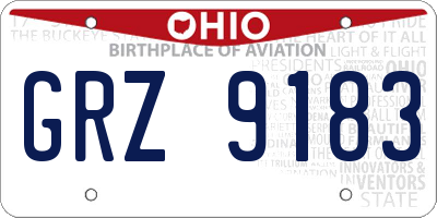 OH license plate GRZ9183