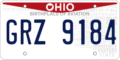 OH license plate GRZ9184