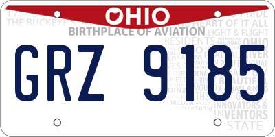 OH license plate GRZ9185