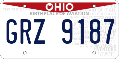 OH license plate GRZ9187