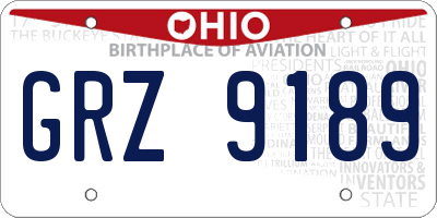 OH license plate GRZ9189