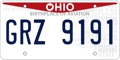 OH license plate GRZ9191