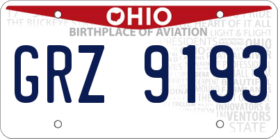 OH license plate GRZ9193