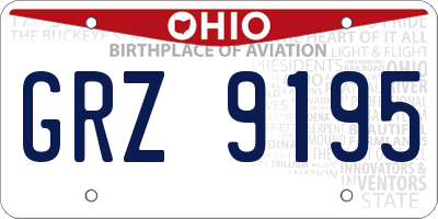 OH license plate GRZ9195