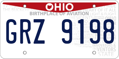 OH license plate GRZ9198