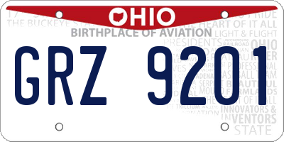 OH license plate GRZ9201