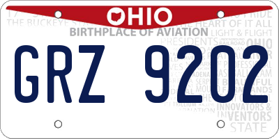 OH license plate GRZ9202