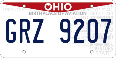 OH license plate GRZ9207