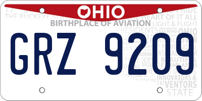 OH license plate GRZ9209