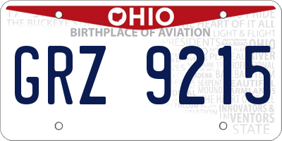 OH license plate GRZ9215