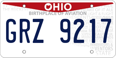 OH license plate GRZ9217