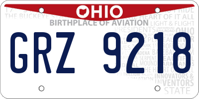 OH license plate GRZ9218