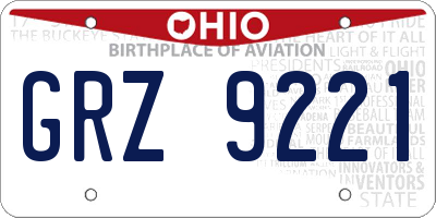 OH license plate GRZ9221