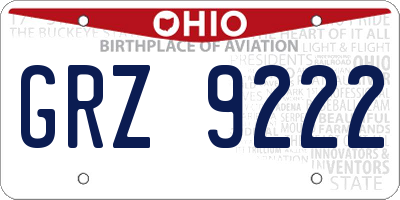 OH license plate GRZ9222