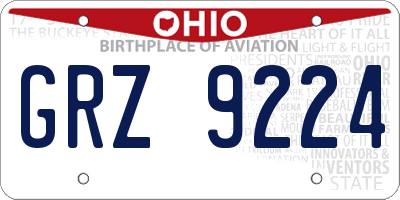 OH license plate GRZ9224