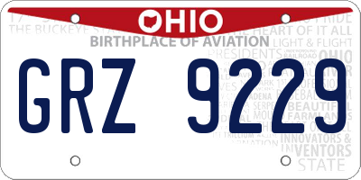 OH license plate GRZ9229