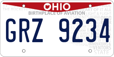 OH license plate GRZ9234