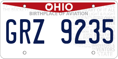 OH license plate GRZ9235