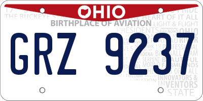 OH license plate GRZ9237