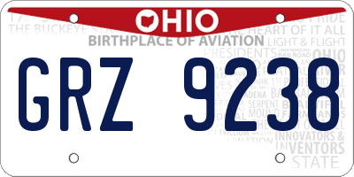 OH license plate GRZ9238