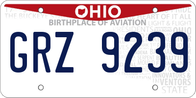 OH license plate GRZ9239