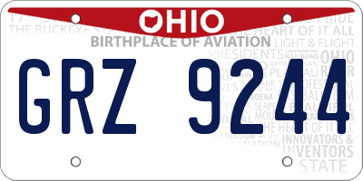 OH license plate GRZ9244