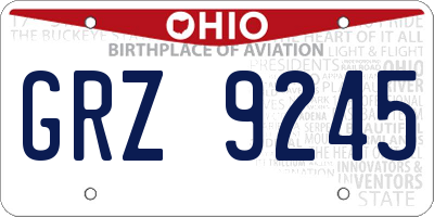 OH license plate GRZ9245