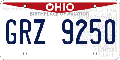 OH license plate GRZ9250