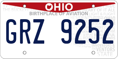 OH license plate GRZ9252