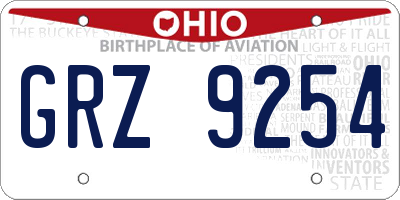 OH license plate GRZ9254