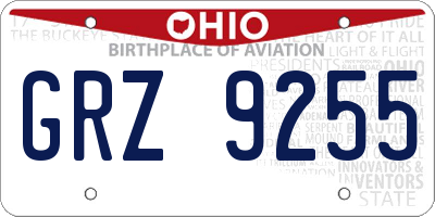 OH license plate GRZ9255