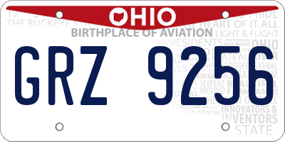 OH license plate GRZ9256