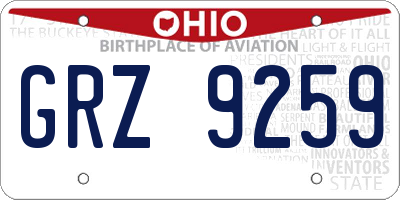 OH license plate GRZ9259