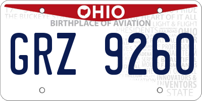 OH license plate GRZ9260