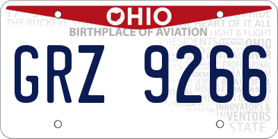 OH license plate GRZ9266