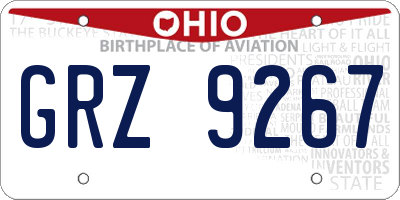 OH license plate GRZ9267