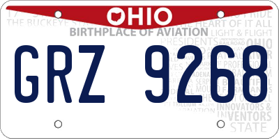 OH license plate GRZ9268