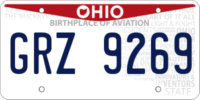 OH license plate GRZ9269