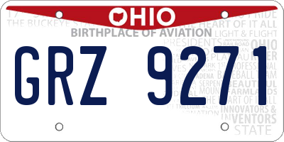 OH license plate GRZ9271