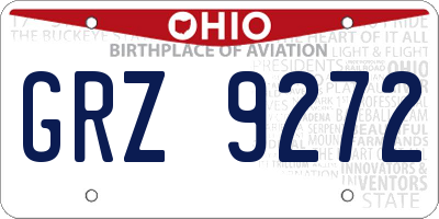 OH license plate GRZ9272