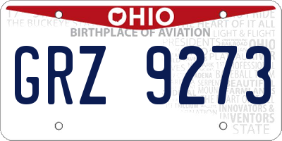 OH license plate GRZ9273