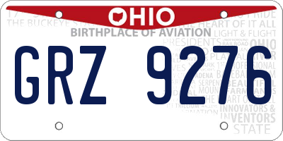 OH license plate GRZ9276