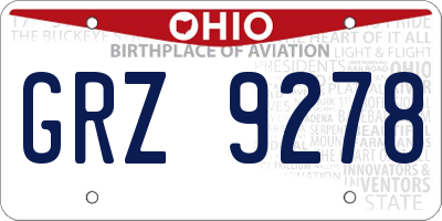 OH license plate GRZ9278