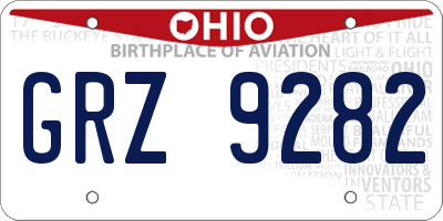 OH license plate GRZ9282