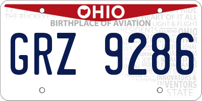 OH license plate GRZ9286