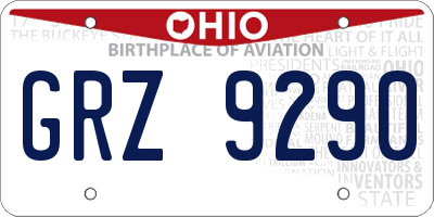 OH license plate GRZ9290